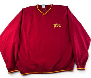Vintage USC Trojans Pullover Windbreaker Jacket XL Red Yellow Made In Canada